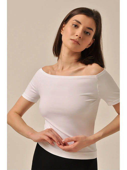 MY Футболка женская T-SHIRT OFF-SHOULDER (1/50) (белый) — изображение 2