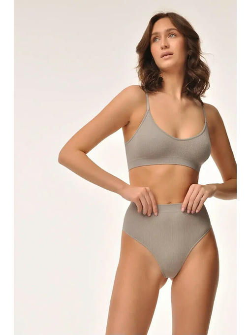 MY Топ женский TOP V-CUTOUT SPALA STRETTA RIB (1/100) (mist (туман) — изображение 3