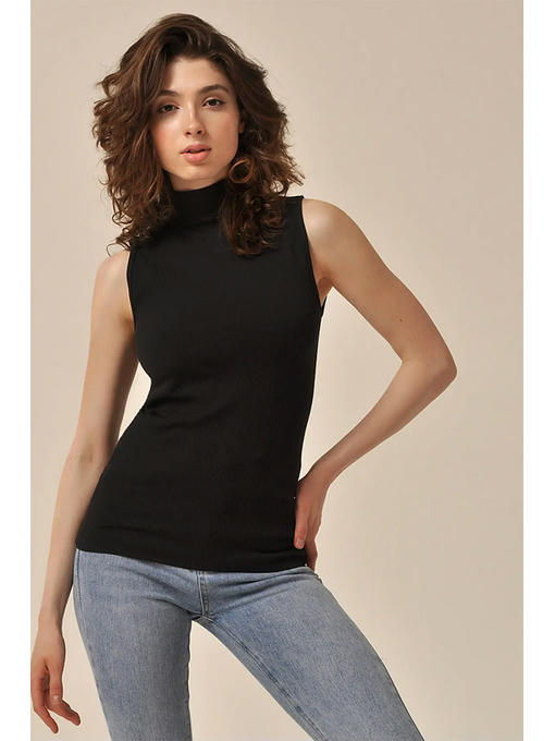 MY Топ женский TOP SLEEVELESS LONG RIB (1/70) (черный)