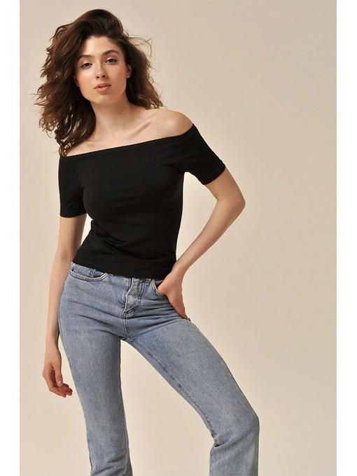 MY Футболка женская T-SHIRT OFF-SHOULDER (1/50) (черный) — изображение 2