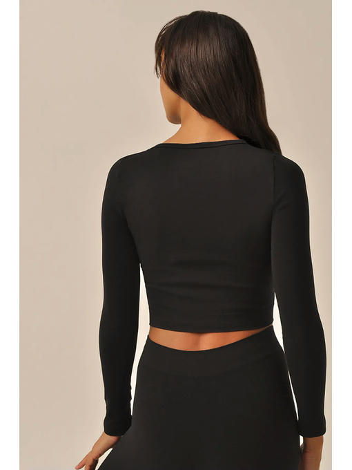 MY Топ женский CROP TOP MANICA LUNGA (1/72) (черный) — изображение 2