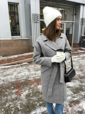 Мемфис классик кашемир меланж на трикотаже утепленное пальто