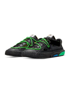 Кроссовки мужские Nike Blazer Low X Off-White™_ 'Black And Electro Green' (DH7863-001)